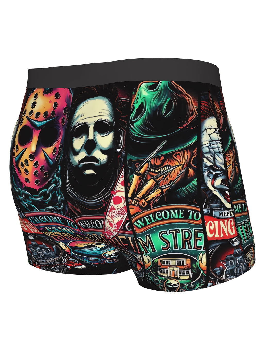 Cale?on Boxer Homme ¨¤ l'Effigie de Personnages de Films d'Horreur (Jason, Freddy, Michael Myers) - Sous-v¨ºtements Respirants ¨¦lastiques - Lavable en Machine, Short de Bain Fantaisie pour Sport et D¨¦contract¨¦ | Design Ludique | Coupe Confortable