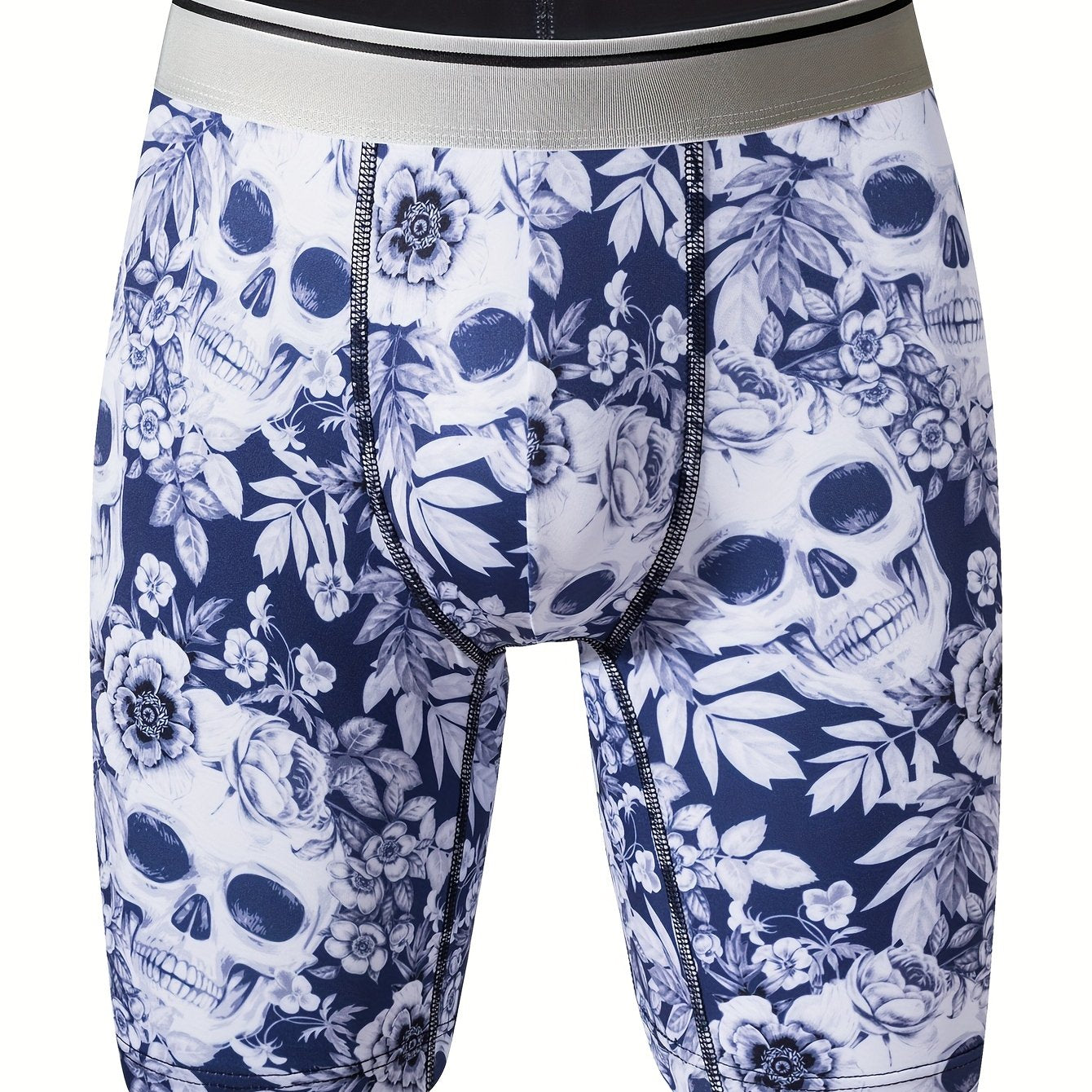 Cale?ons ¨¤ imprim¨¦ crane floral pour hommes, en tissu tricot¨¦ polyester ¨¤ haute extensibilit¨¦, design de poche en U pour la peau, anti-rayures et anti-humidit¨¦ pour un usage quotidien et des activit¨¦s en ext¨¦rieur.