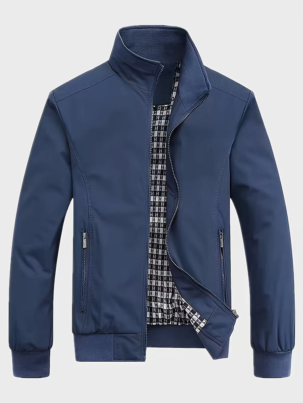 Veste ¨¤ col montant pour homme, veste d¨¦contract¨¦e ¨¤ fermeture ¨¦clair pour printemps et automne