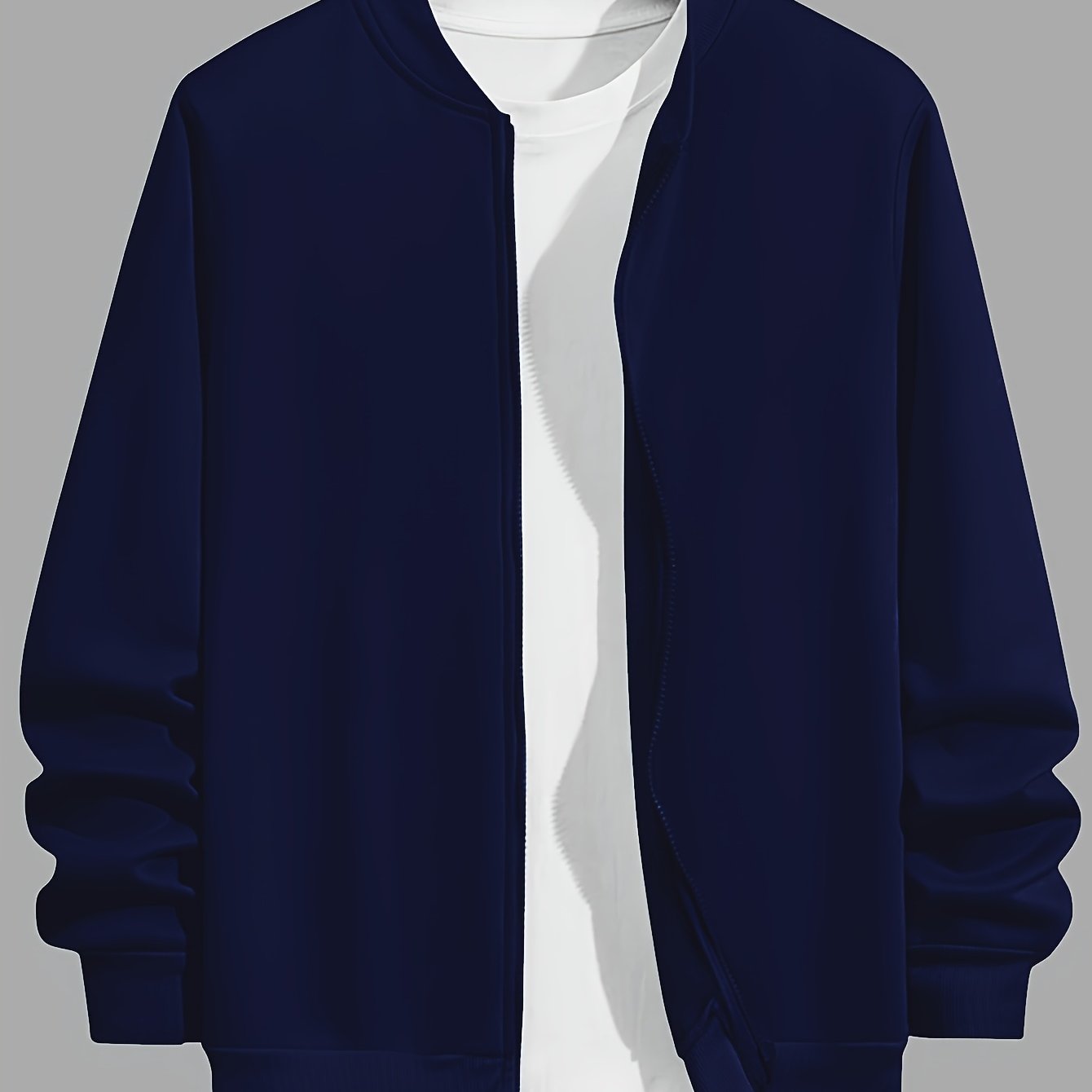 Veste Casual Homme Unie ¨¤ Zip, Col Baseball Chic pour Automne Hiver, Taille Grande