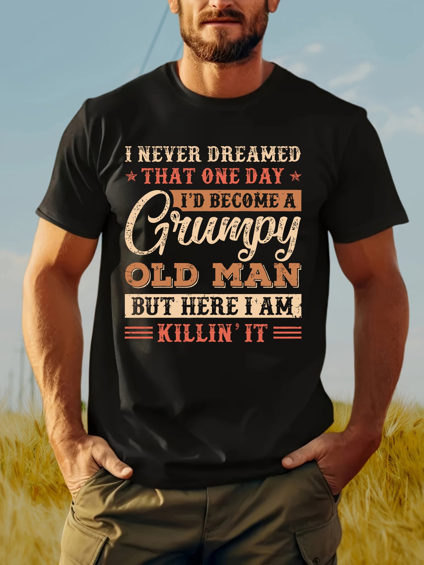 Casual Short-Sleeve Round-Neck Tops for Men in Summer.