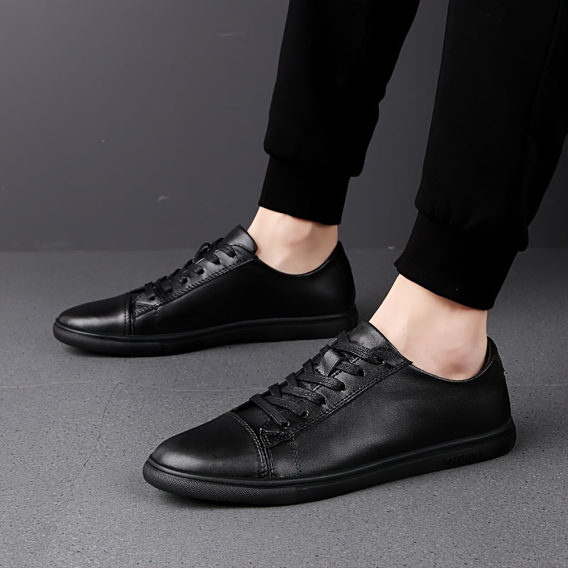 Men's Black and White Genuine Leather Comfortable Breathable Business Casual Flats, 11 Festive Occasions Suitable Product