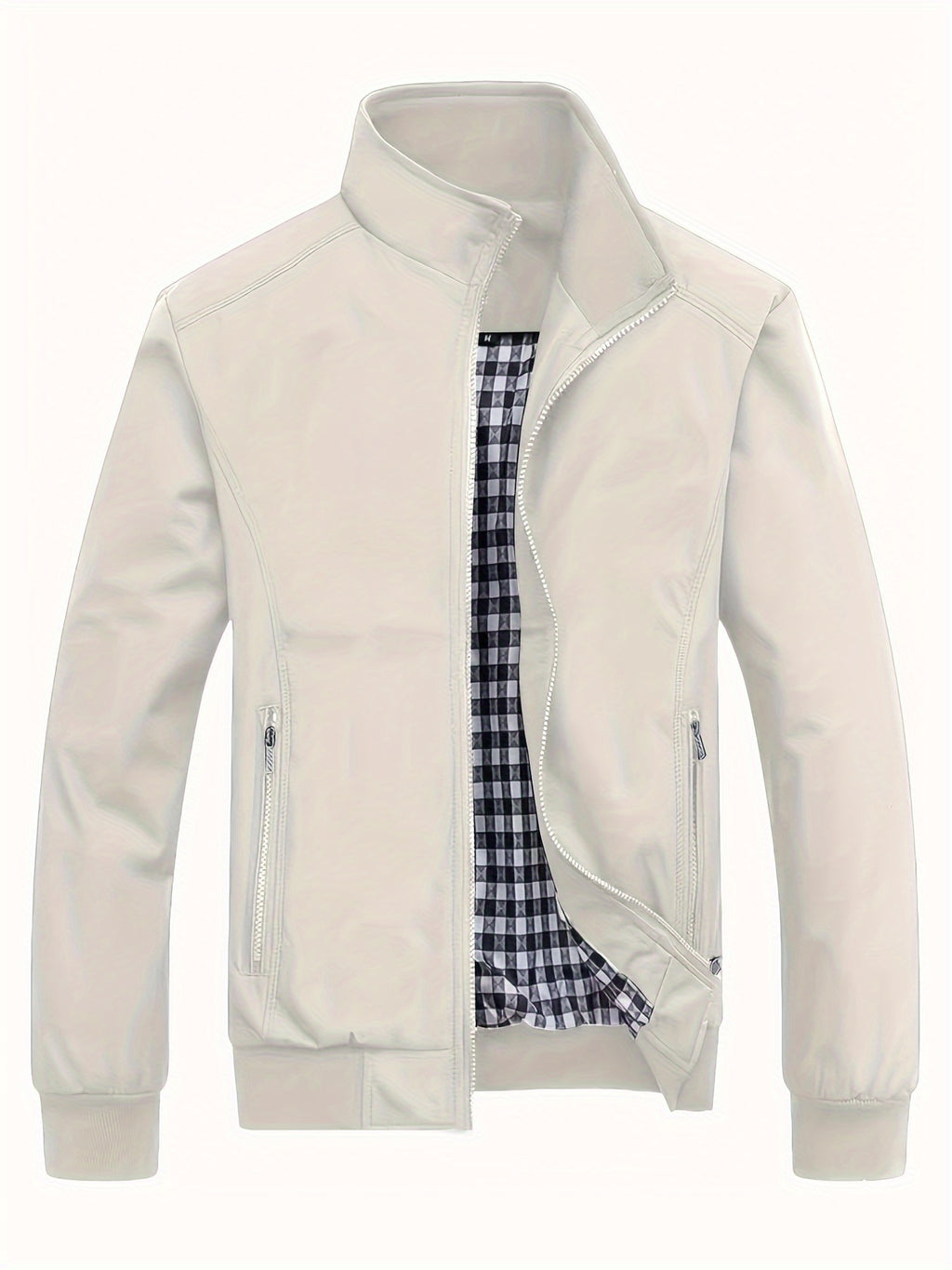 Veste ¨¤ col montant pour homme, veste d¨¦contract¨¦e ¨¤ fermeture ¨¦clair pour printemps et automne