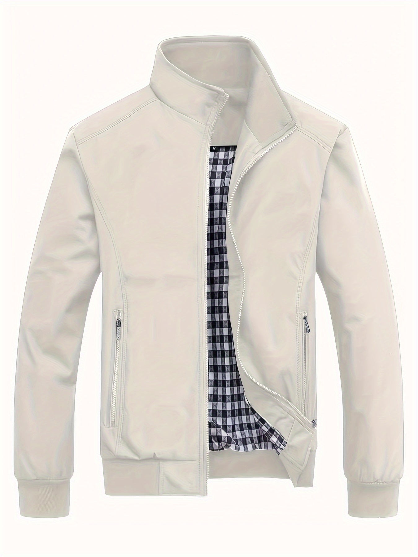 Veste ¨¤ col montant pour homme, veste d¨¦contract¨¦e ¨¤ fermeture ¨¦clair pour printemps et automne