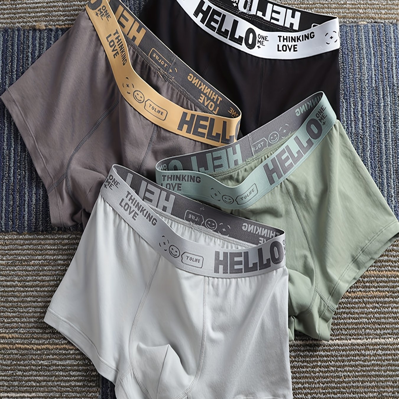 4 pi¨¨ces de boxers en coton doux pour hommes - Sous-v¨ºtements respirants et extensibles avec impression \