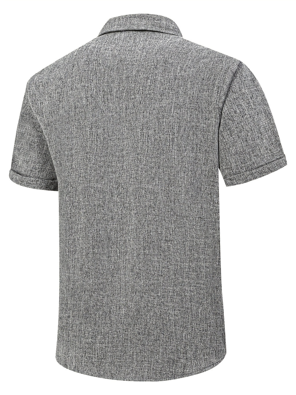 Men's Casual Linen Button- Shirt - Short Sleeve, Black & Gray, Lightweight & Breathable, Perfect for Beach, Summer, Weddings & Outdoor Activities, Outdoor Casual Top | Turndown Collar Shirt | Breathable Material