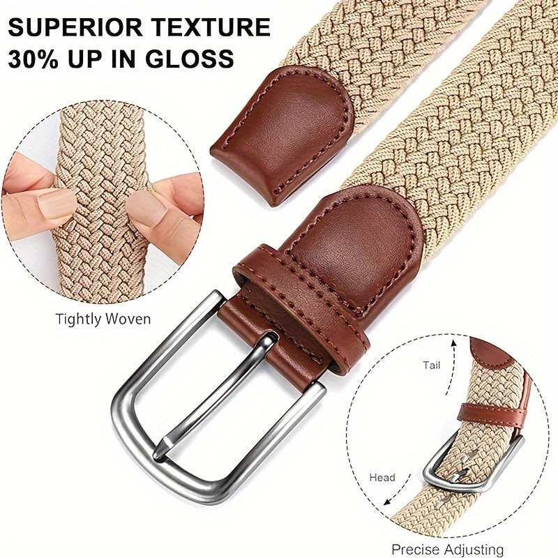Ceinture pour homme, ceinture ¨¦lastique, ceinture d¨¦contract¨¦e tiss¨¦e 1 3\u002F8', pour homme, femme, junior, couleur\u002Ftaille compl¨¨te avec coffret cadeau.