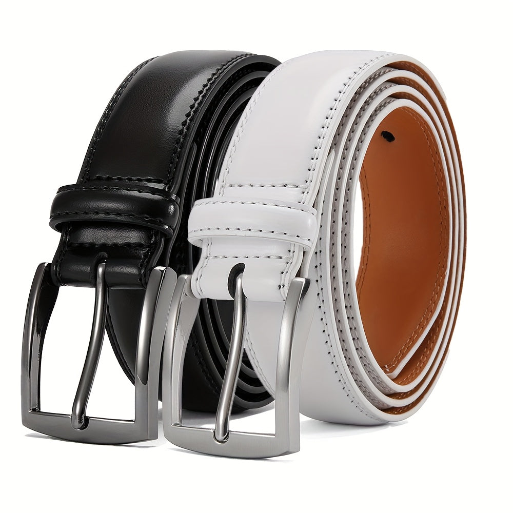 YOORAN Lot de 2 ceintures en cuir v¨¦ritable pour homme avec boucles en alliage - Accessoire de mode d¨¦contract¨¦ en cuir de vache de deuxi¨¨me couche pour le travail et les loisirs - Cadeau id¨¦al pour la Saint-Valentin et la f¨ºte des p¨¨res