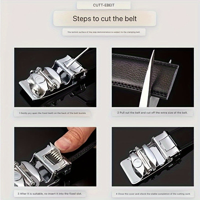 Ceinture En Cuir V¨¦ritable de Vachette, Ceinture ¨¤ Boucle Automatique En Alliage Pour Hommes, Coffret Cadeau