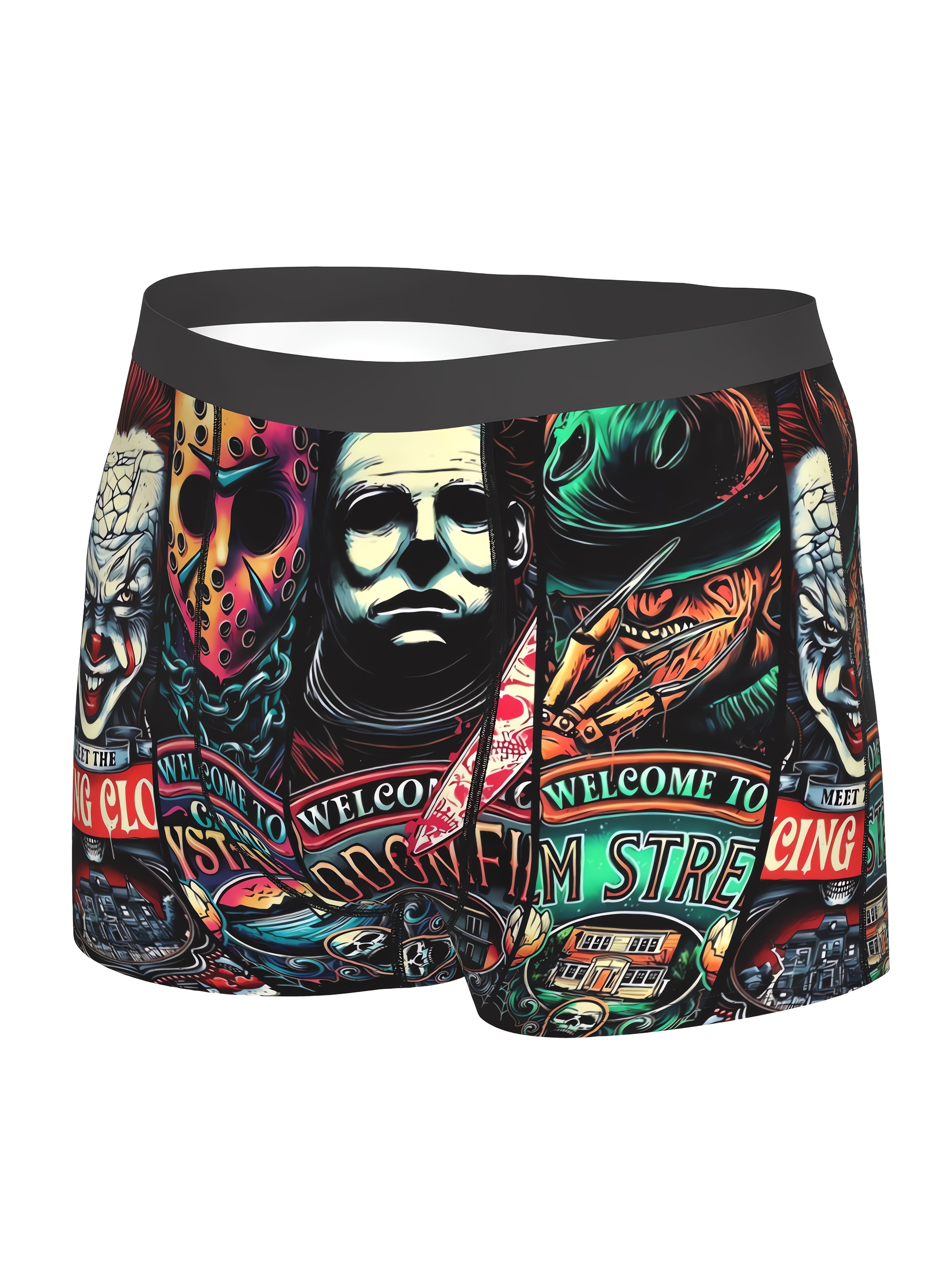 Cale?on Boxer Homme ¨¤ l'Effigie de Personnages de Films d'Horreur (Jason, Freddy, Michael Myers) - Sous-v¨ºtements Respirants ¨¦lastiques - Lavable en Machine, Short de Bain Fantaisie pour Sport et D¨¦contract¨¦ | Design Ludique | Coupe Confortable