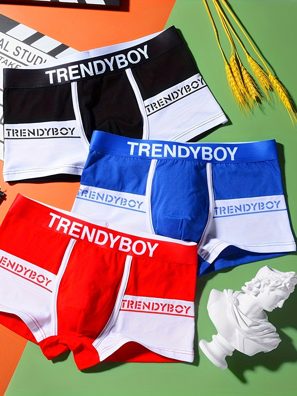 3pcs Boxers pour Hommes ¨¤ la Mode - Respirants, Confortables et Sous-v¨ºtements de Sport avec Design D¨¦grad¨¦