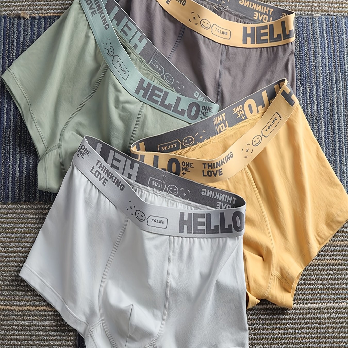 4 pi¨¨ces de boxers en coton doux pour hommes - Sous-v¨ºtements respirants et extensibles avec impression \