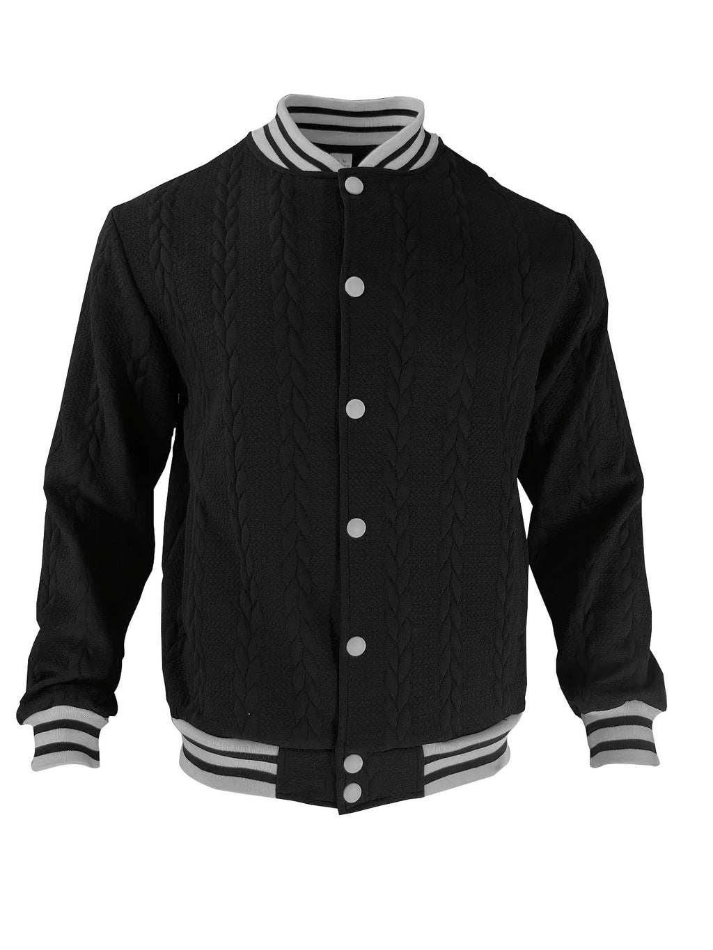 Veste de baseball jacquard ¨¤ rayures pour homme, manteau ¨¤ manches longues d¨¦contract¨¦ et ¨¦l¨¦gant pour ext¨¦rieur