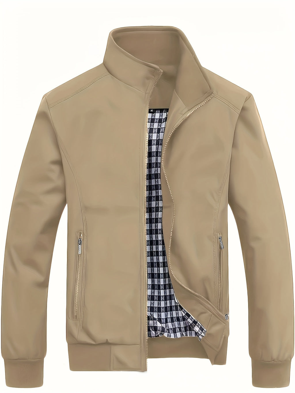 Veste ¨¤ col montant pour homme, veste d¨¦contract¨¦e ¨¤ fermeture ¨¦clair pour printemps et automne