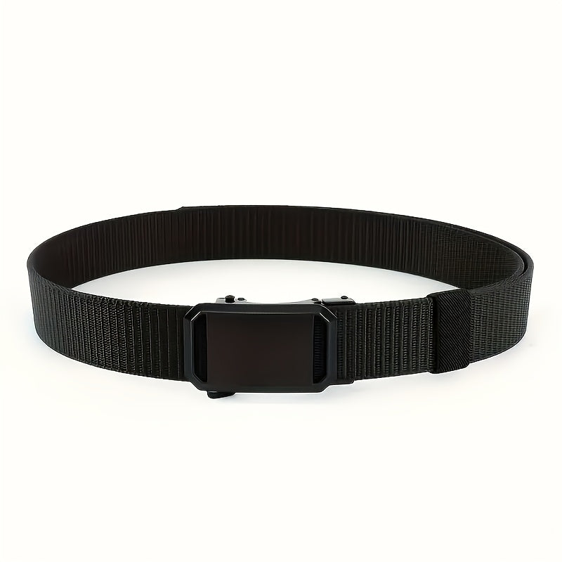 Pack de 3 Ceintures en Nylon pour Hommes avec Boucle Automatique - Boucles Carr¨¦es en Alliage de Fer, Design Sportif Durable et Doux, Sangles Noires Vertes\u002FBeiges\u002FGris pour Tenue D¨¦contract¨¦e & Formelle, Accessoires d'Aventure Ext¨¦rieure