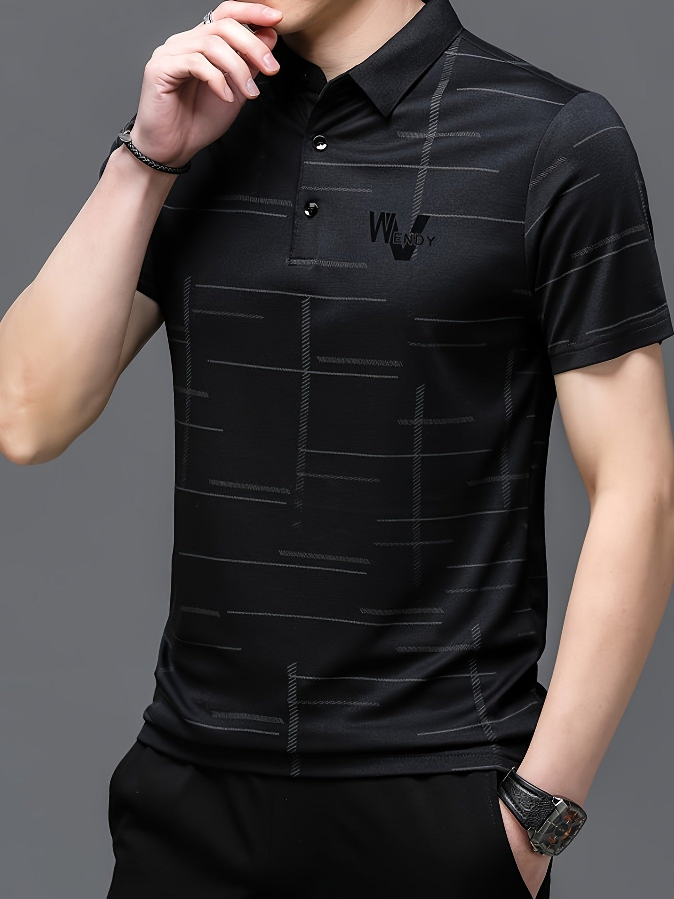 Men'S Summer Golf Shirt - Black Short Sleeve Polo with \
