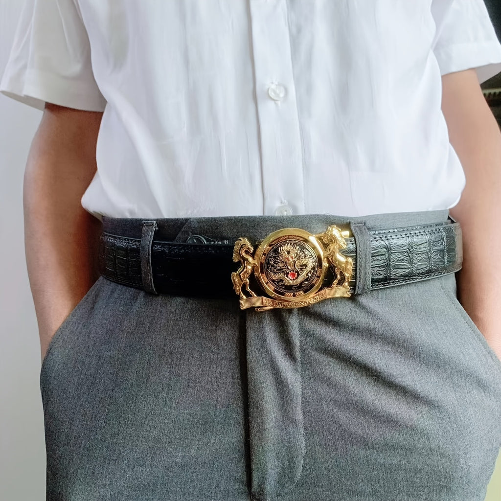 Ceinture En Cuir V¨¦ritable de Vachette, Ceinture ¨¤ Boucle Automatique En Alliage Pour Hommes, Coffret Cadeau