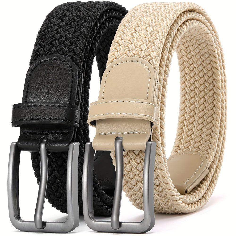 Ceinture Tress¨¦e ¨¦lastique pour Hommes 2pcs ¨C Ceinture en Tissu D¨¦contract¨¦, 1 3\u002F8\