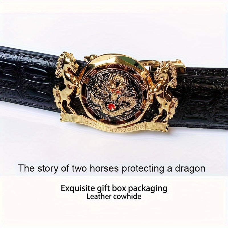Ceinture En Cuir V¨¦ritable de Vachette, Ceinture ¨¤ Boucle Automatique En Alliage Pour Hommes, Coffret Cadeau