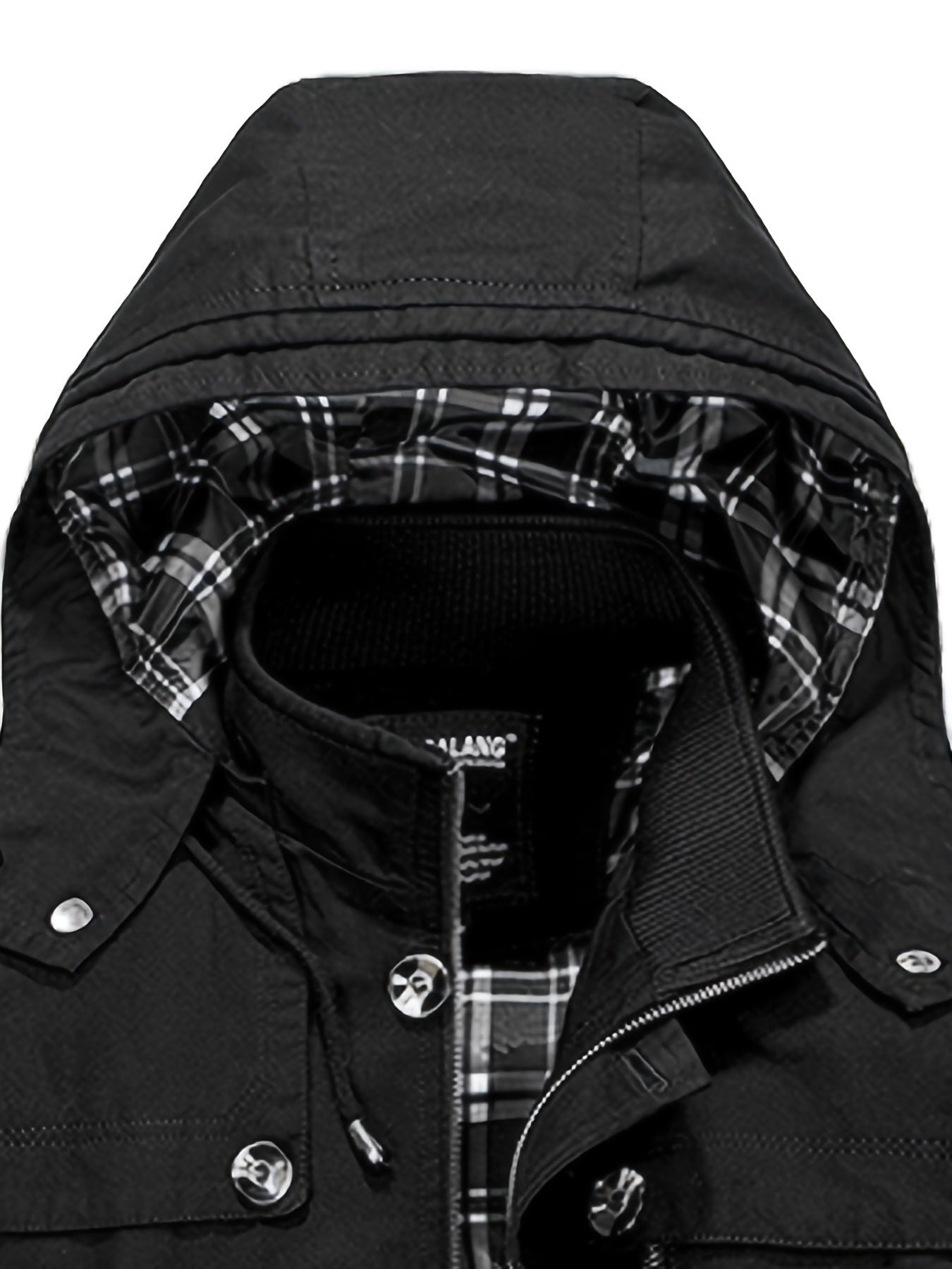 1 veste de trench en coton pour homme, mi-longueur, ¨¤ capuche, avec poches, couleur unie, coupe r¨¦guli¨¨re, tissu tiss¨¦, non extensible pour loisirs en plein air au printemps\u002Fautomne