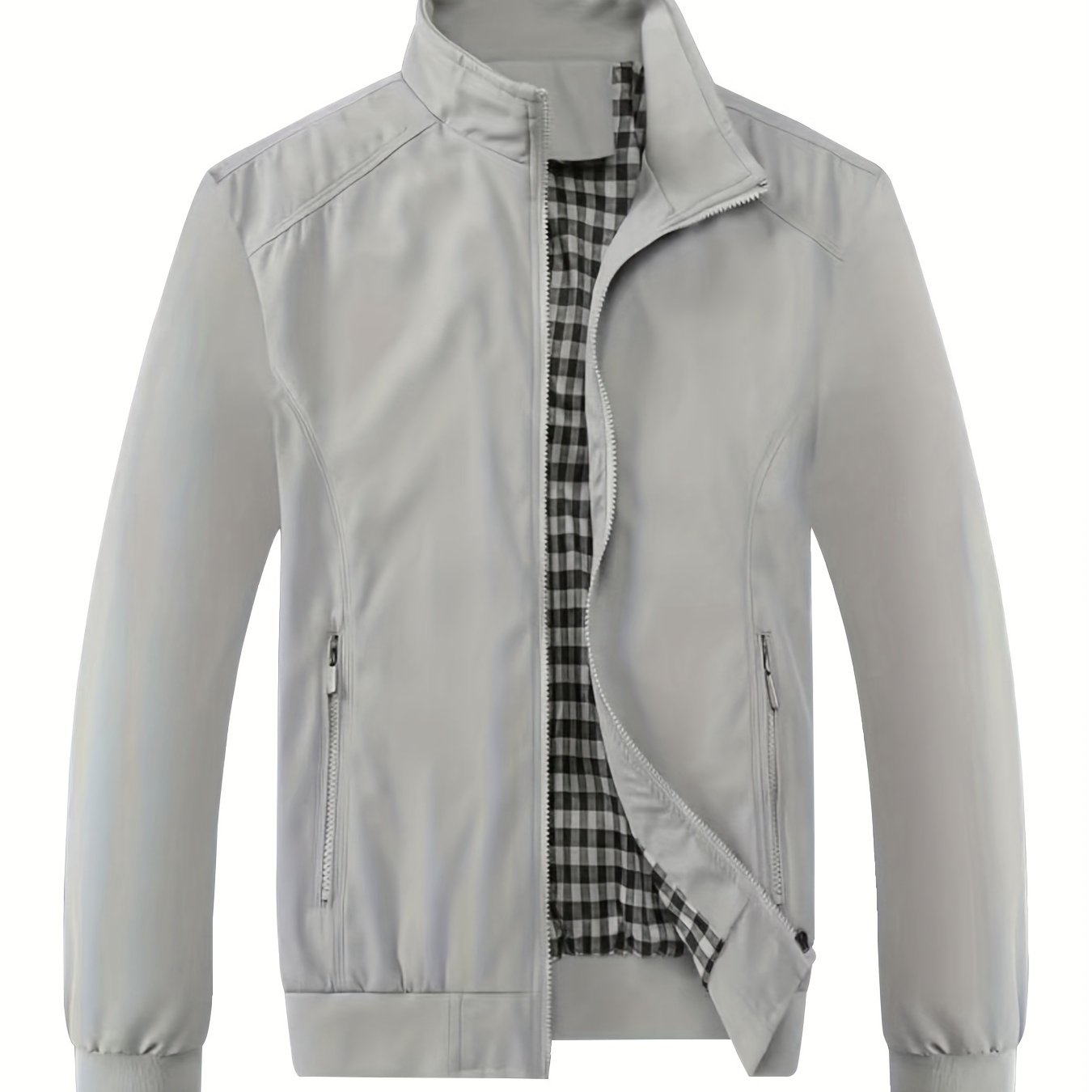 Veste ¨¤ col montant pour homme, veste d¨¦contract¨¦e ¨¤ fermeture ¨¦clair pour printemps et automne