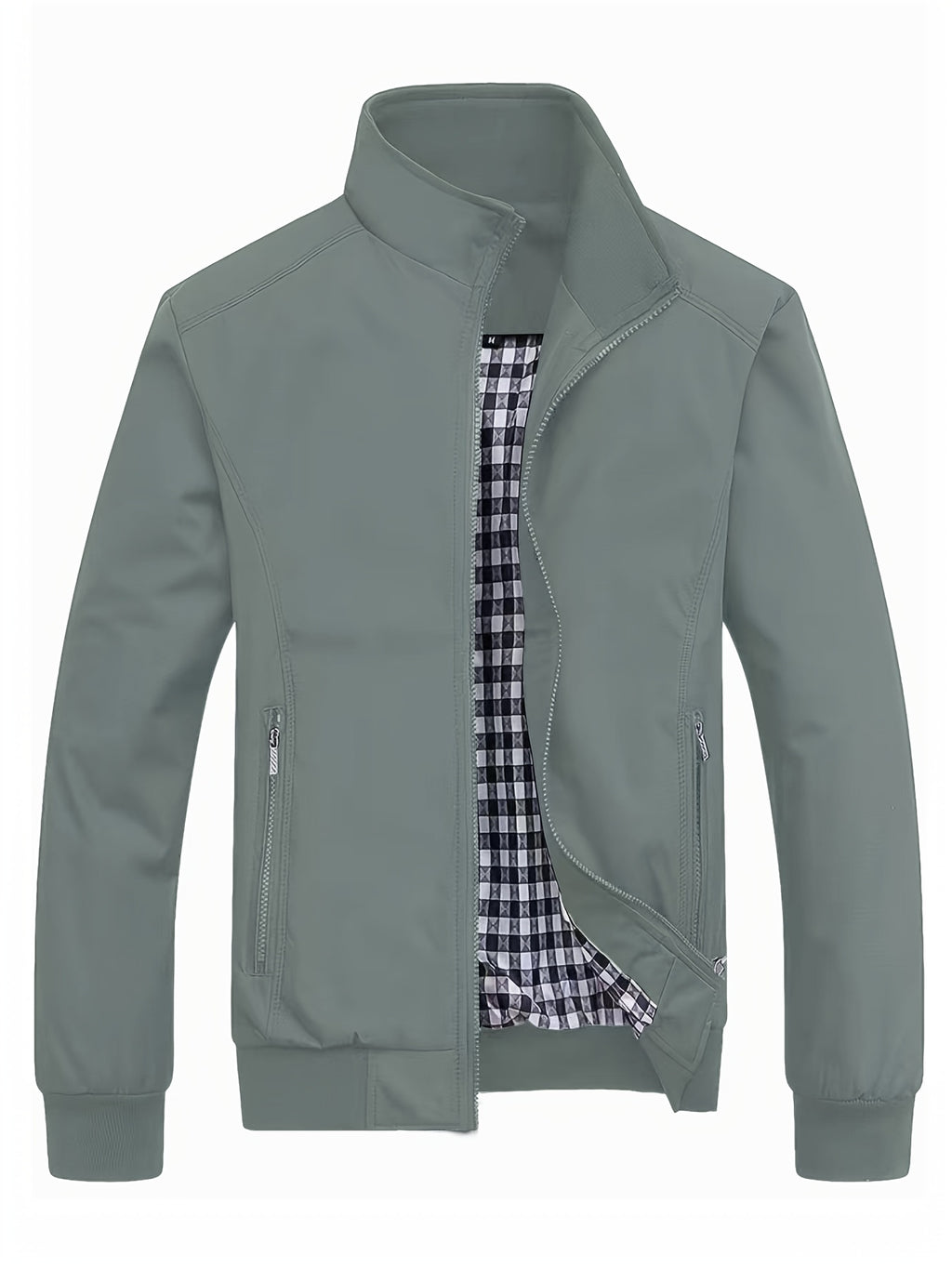 Veste ¨¤ col montant pour homme, veste d¨¦contract¨¦e ¨¤ fermeture ¨¦clair pour printemps et automne