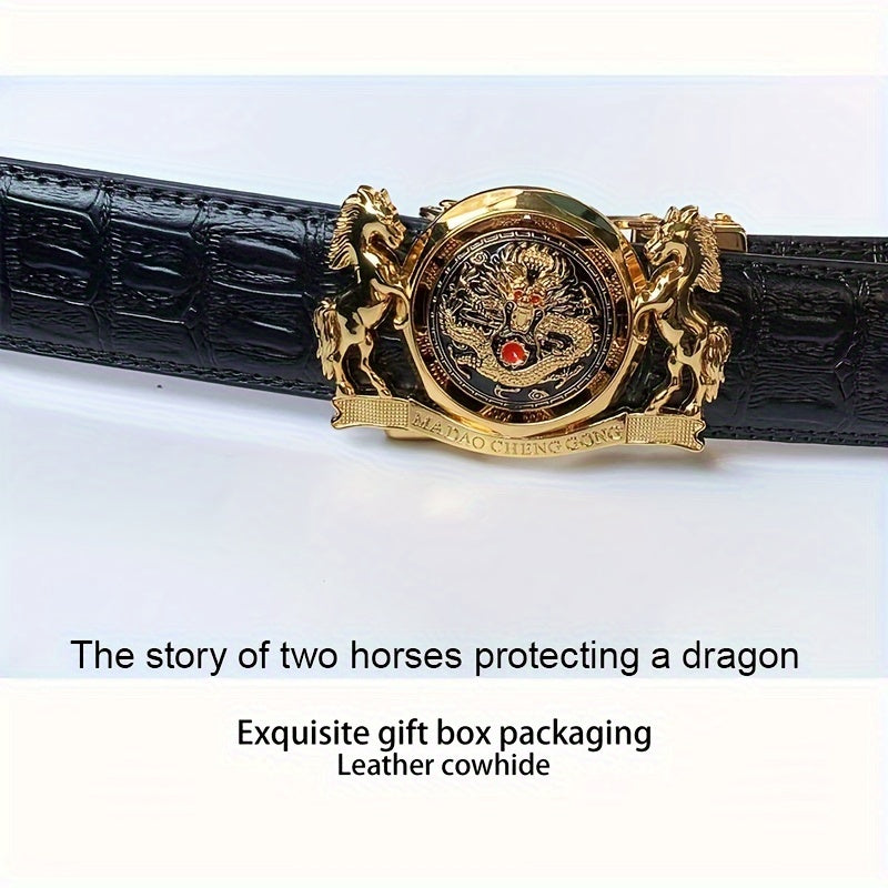 Ceinture En Cuir V¨¦ritable de Vachette, Ceinture ¨¤ Boucle Automatique En Alliage Pour Hommes, Coffret Cadeau