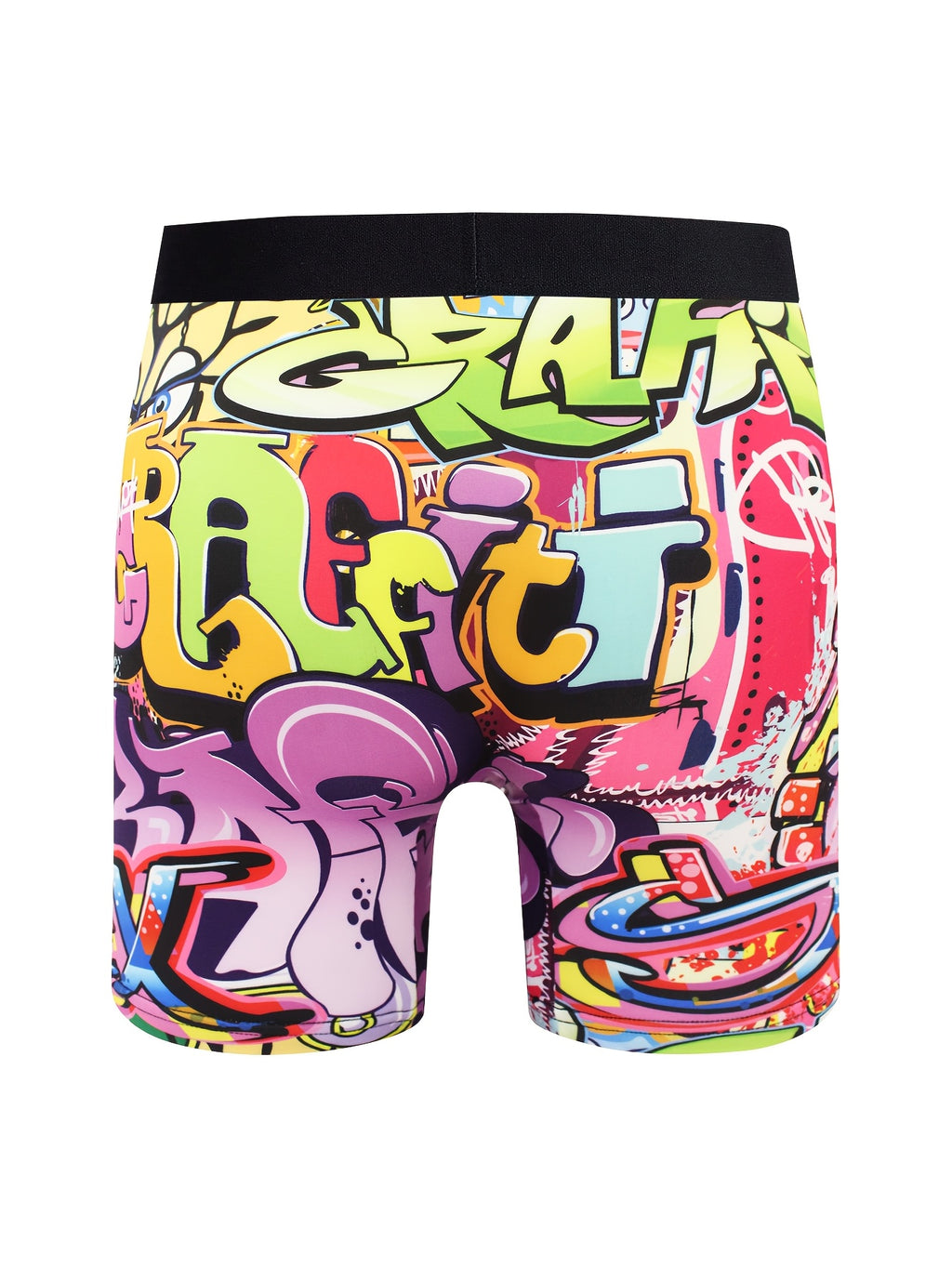 10pcs Boxers Longs pour Hommes ¨¤ Imprim¨¦ Graffiti - Respirants, M¨¦lange de Polyester Extensible, Sous-v¨ºtements Non-Transparents