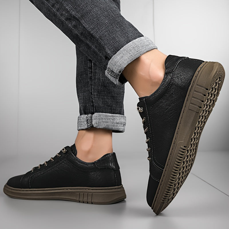 Men's Trendy Large Size New Soft Sole Board Shoes Breathable Versatile Casual Genuine Leather Shoes