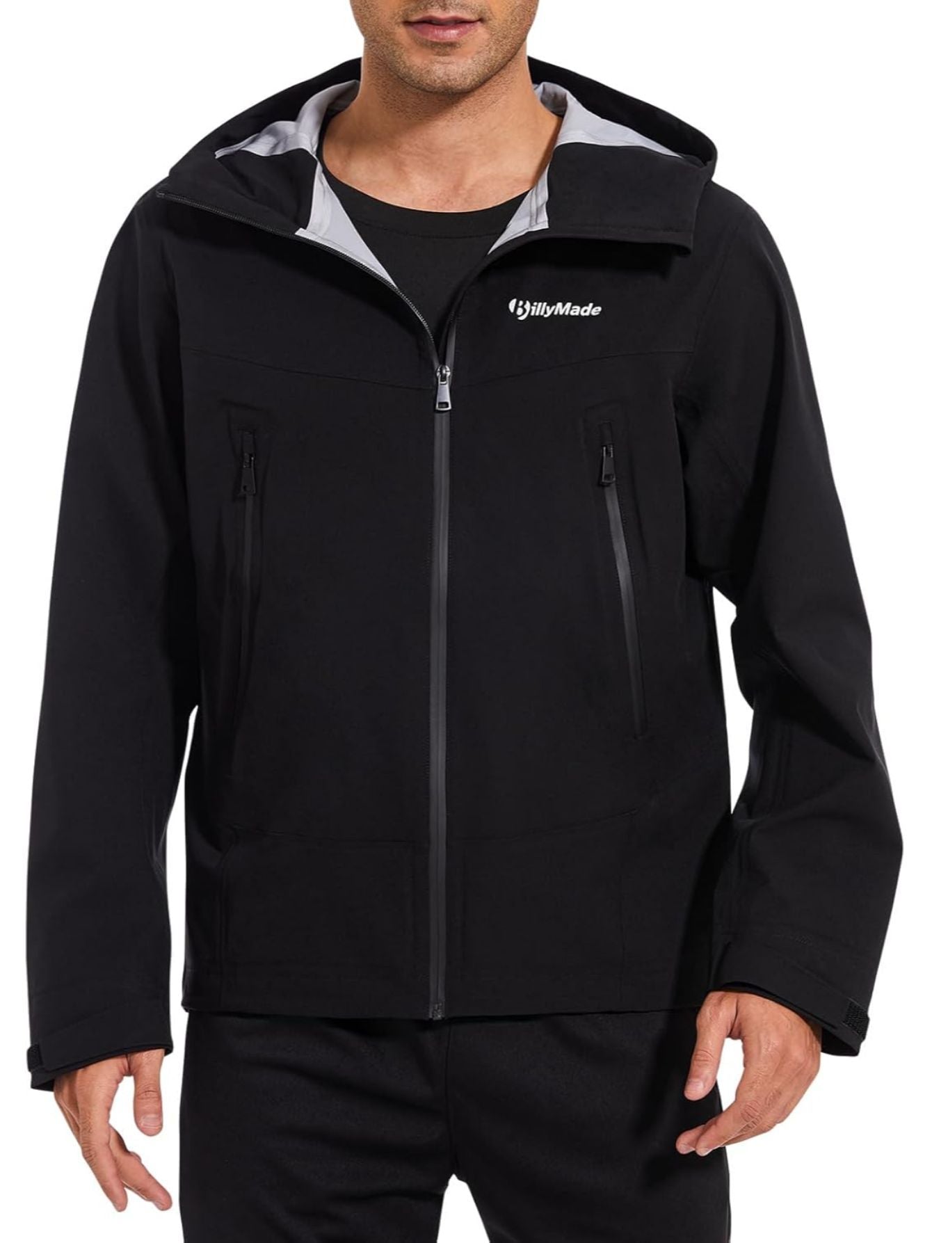 Veste Coupe-Vent L¨¦g¨¨re pour Hommes avec Capuche, Poignets Ajustables, Texture Douce et ¨¦l¨¦gante, Veste de Sport Casual ¨¤ Col Montant, Fermeture ¨¦clair Bleu Marine, Poches Id¨¦ale pour la Course & Randonn¨¦e au Printemps\u002FAutomne