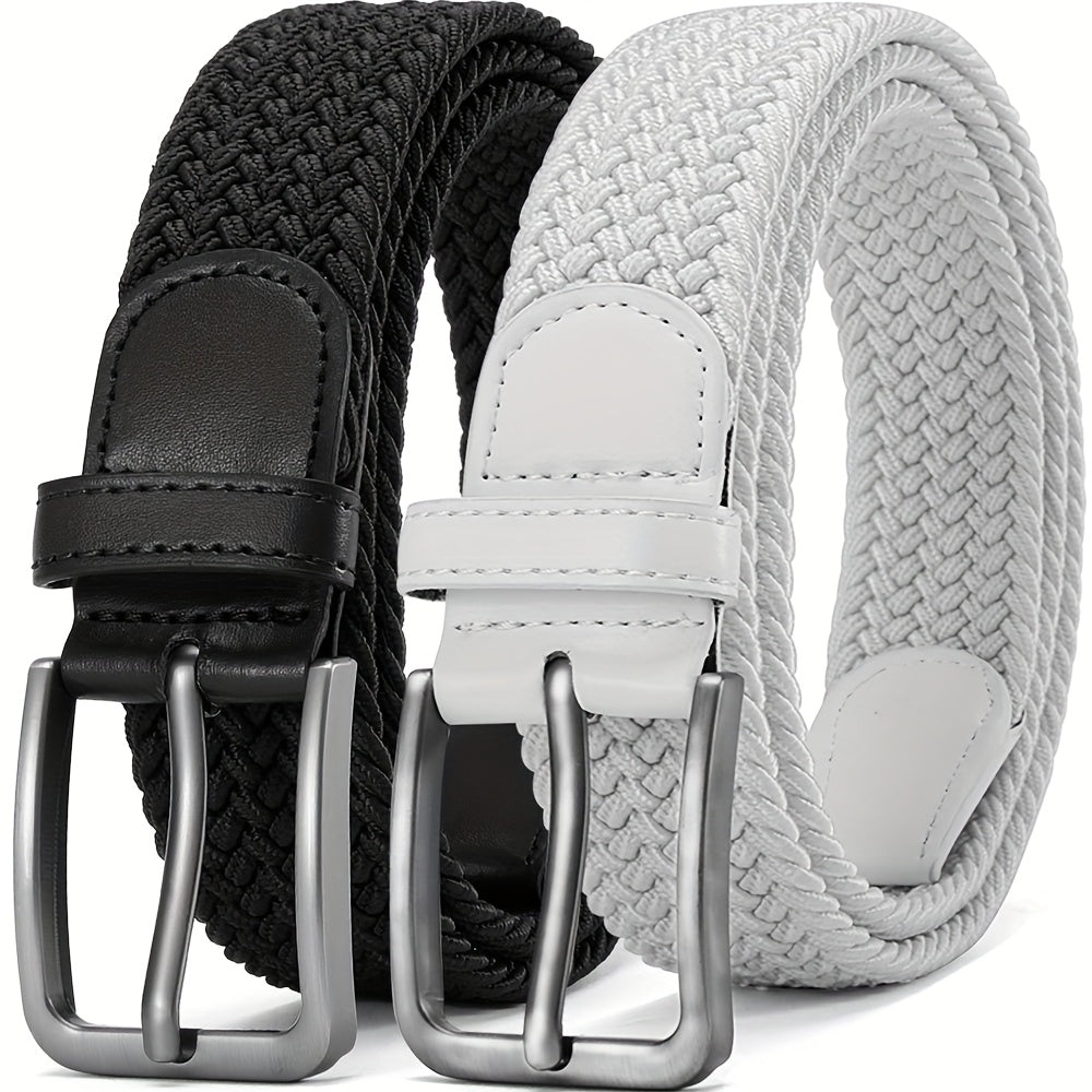 Ceinture Tress¨¦e ¨¦lastique pour Hommes 2pcs ¨C Ceinture en Tissu D¨¦contract¨¦, 1 3\u002F8\