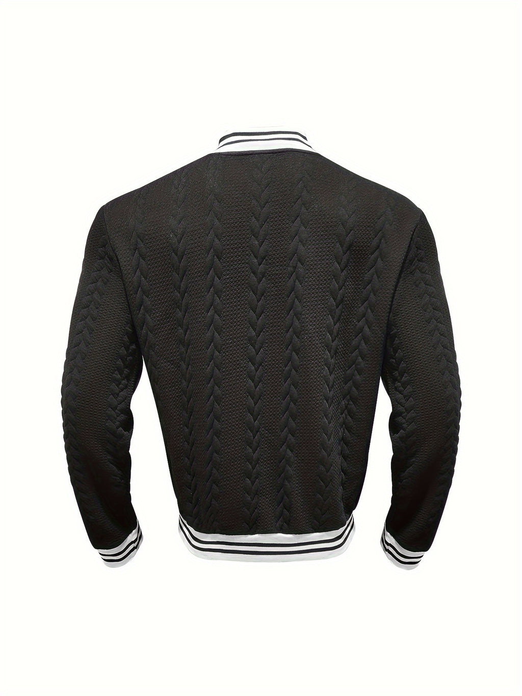 Veste de baseball jacquard ¨¤ rayures pour homme, manteau ¨¤ manches longues d¨¦contract¨¦ et ¨¦l¨¦gant pour ext¨¦rieur