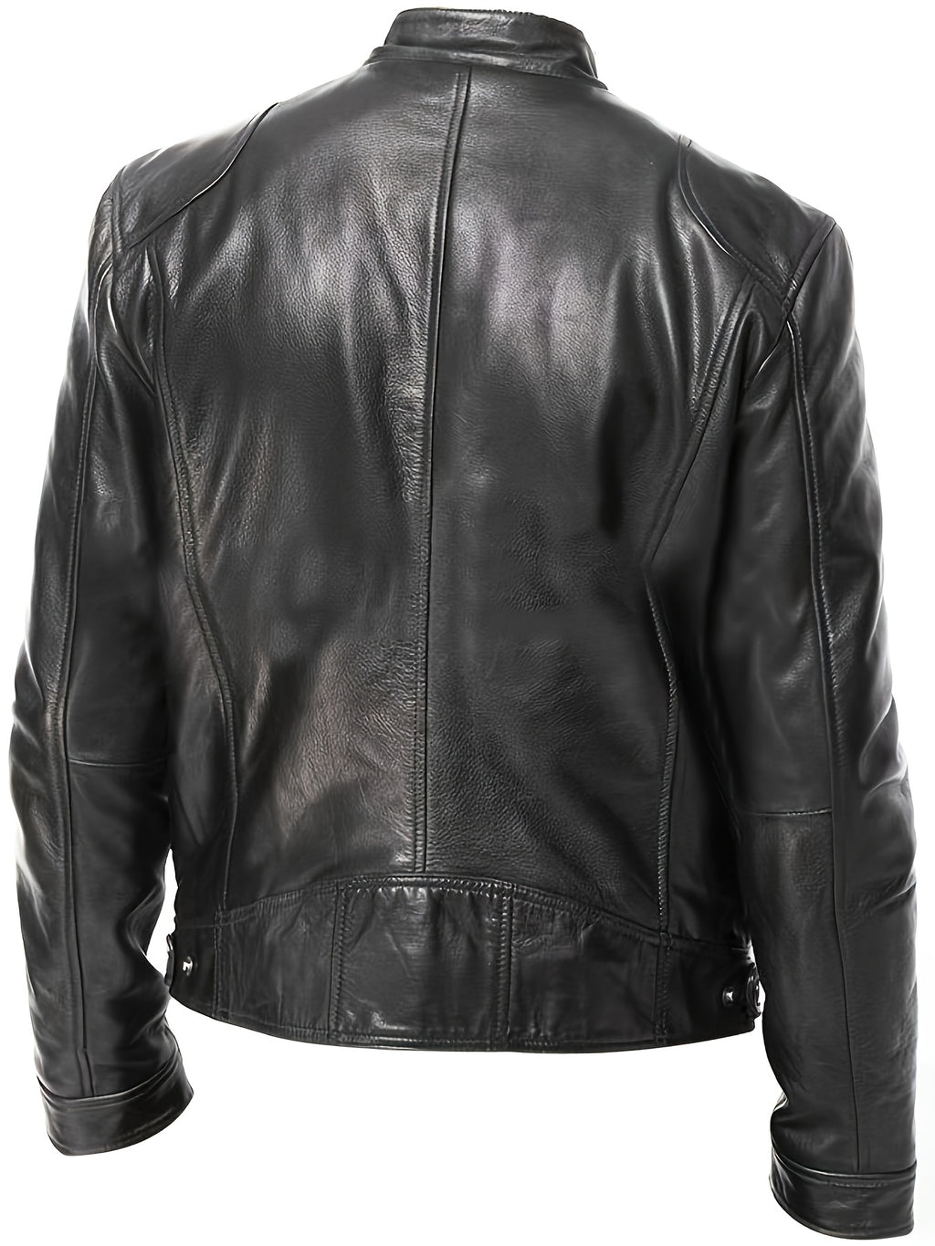Veste bomber en cuir synth¨¦tique pour hommes - D¨¦contract¨¦e, tendance, veste de moto avec fermeture ¨¦clair et poches, design ¨¤ blocs de couleur marron et noir