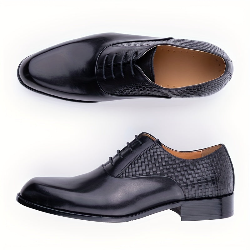 Men's Premium Leather Oxford Shoes - Versatile for Business & Casual Wear, Lace-Up with Rubber Sole, Perfect for Weddings & Parties