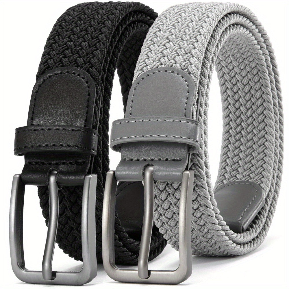 Ceinture Tress¨¦e ¨¦lastique pour Hommes 2pcs ¨C Ceinture en Tissu D¨¦contract¨¦, 1 3\u002F8\