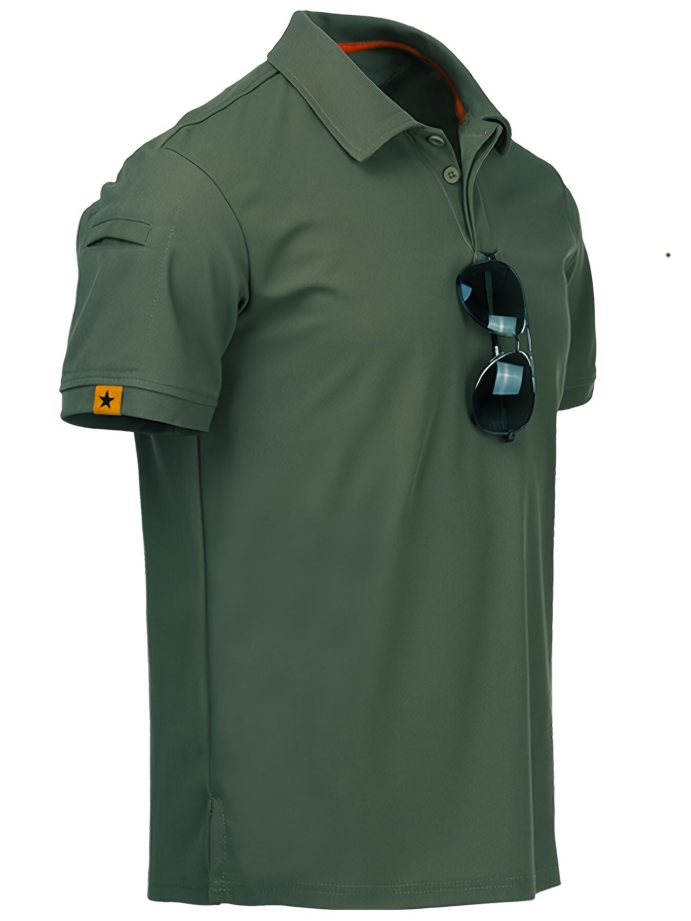 Men'S 3pcs Summer Short Sleeve Polo Shirts, Stretchy Breathable Quick-Dry Comfortable Lightweight for Outdoor Camping, Hiking & Casual Wear, Solid Color with Tag Detail, Hiking Clothing | Tag Detail Shirt | Comfortable Fit