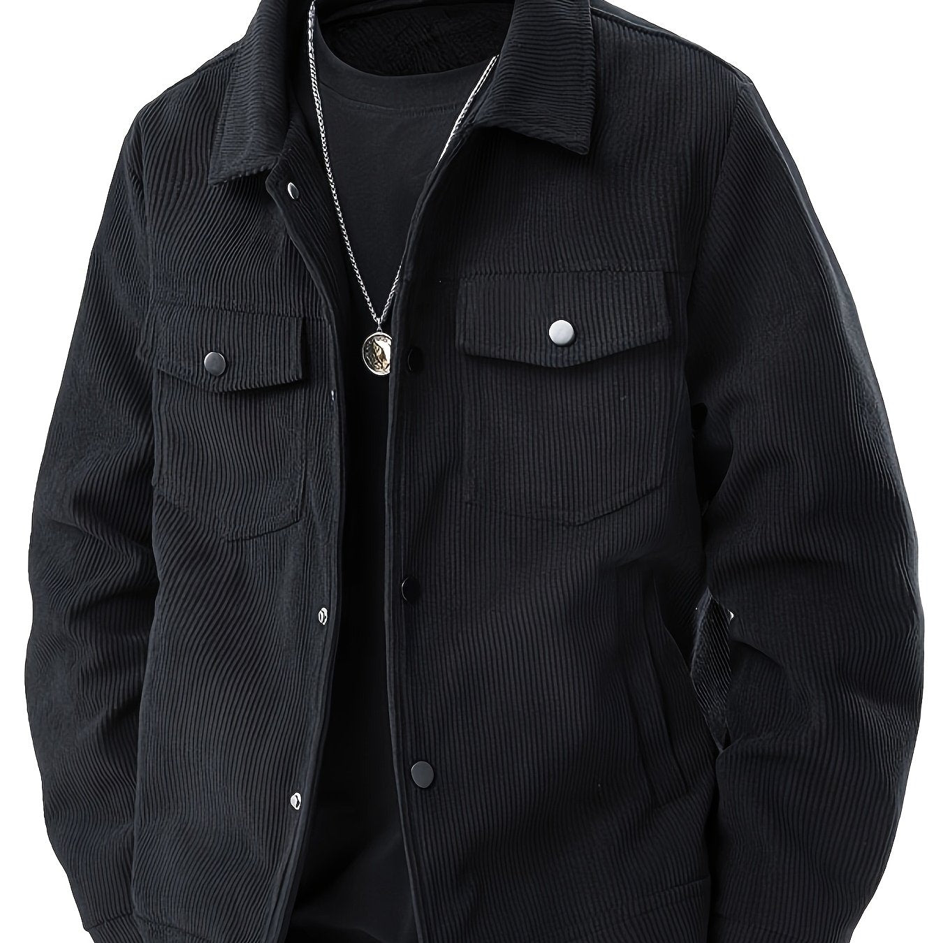 Veste de Travail en Velours C?tel¨¦ pour Hommes Grande Taille - Boutonnage avec Fermoirs ¨¤ Pression, Multiples Poches, Lavable en Machine, Tenue D¨¦contract¨¦e et Formelle pour Automne & Printemps, Int¨¦rieur en Polyester, GRANDE TAILLE