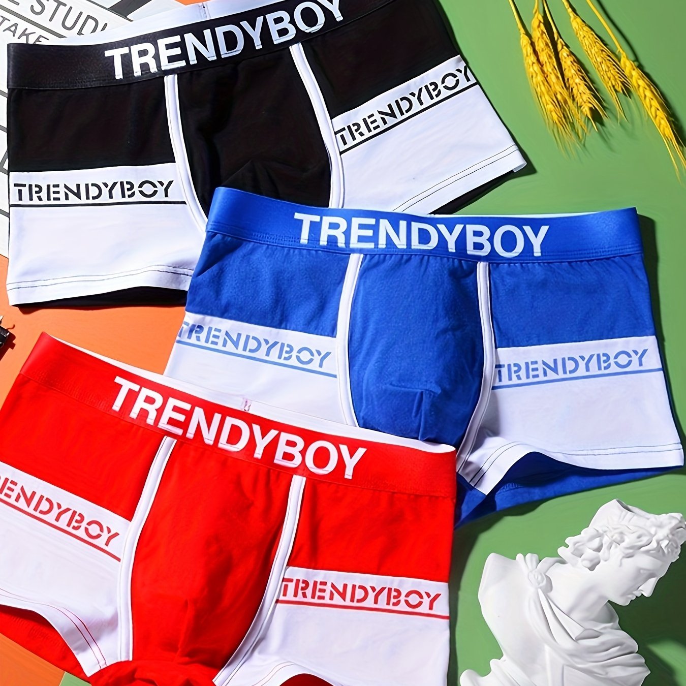 3pcs Boxers pour Hommes ¨¤ la Mode - Respirants, Confortables et Sous-v¨ºtements de Sport avec Design D¨¦grad¨¦