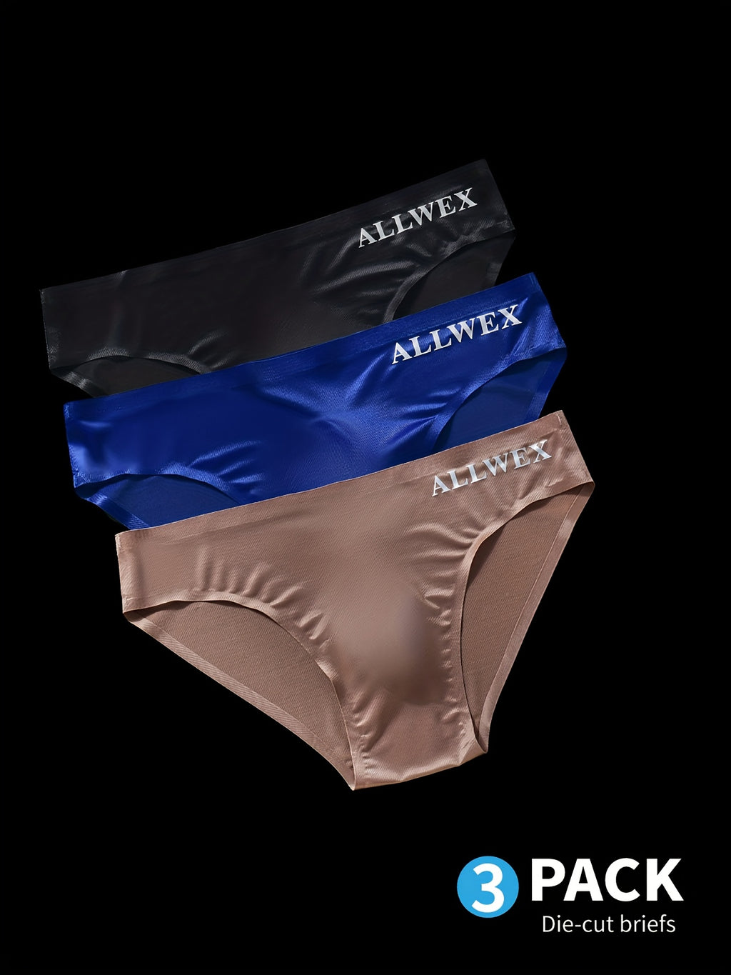3pcs Sous-v¨ºtements pour Hommes, Boxers en Tissu Fibre Glac¨¦e Sans Couture, Tricot Haute ¨¦lasticit¨¦, Couleur Unie, Confortable Respirant Tenue de Gym Athl¨¦tique D¨¦contract¨¦e, Taille Basse, Forme Brillante 3D