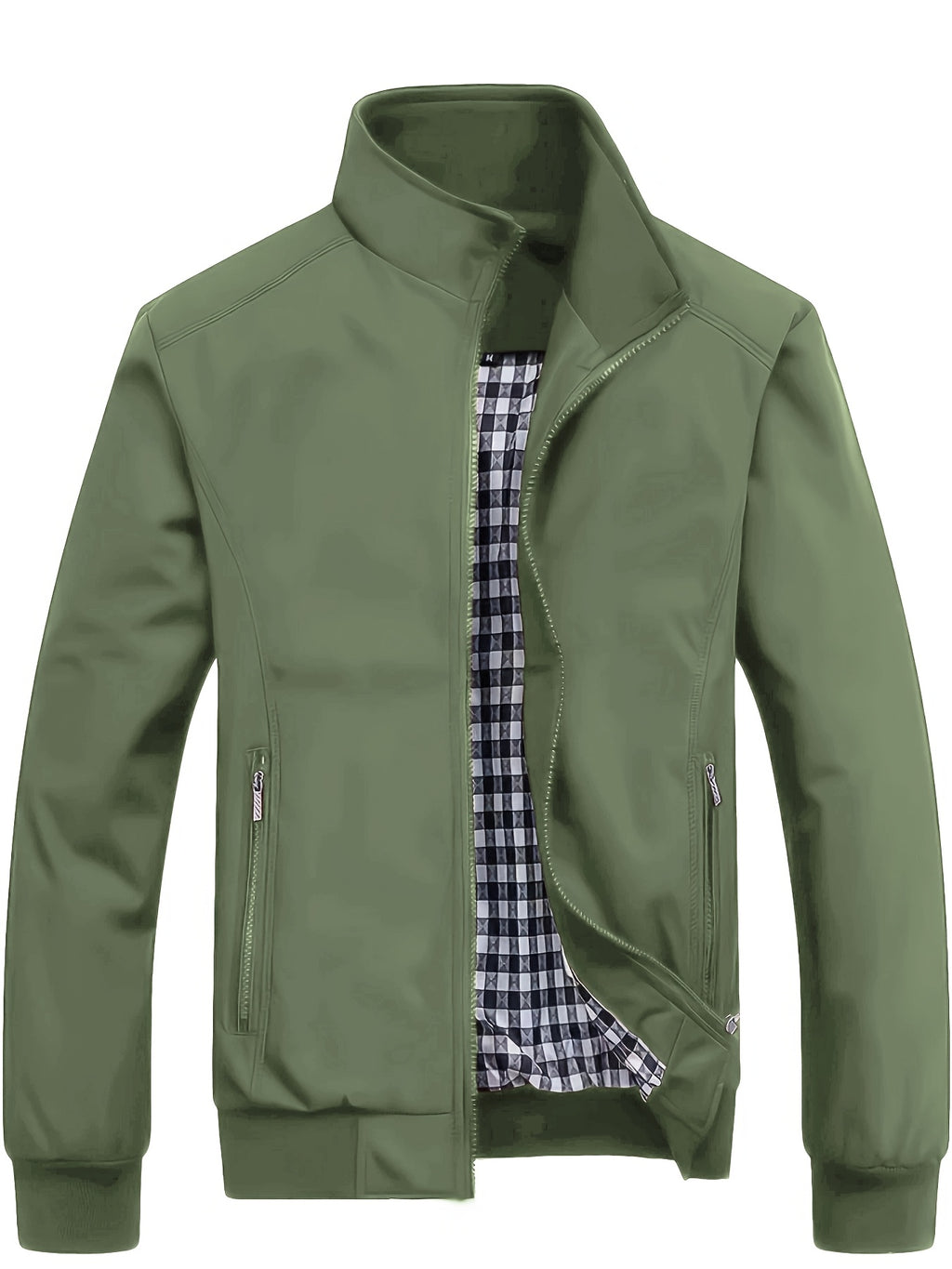 Veste ¨¤ col montant pour homme, veste d¨¦contract¨¦e ¨¤ fermeture ¨¦clair pour printemps et automne