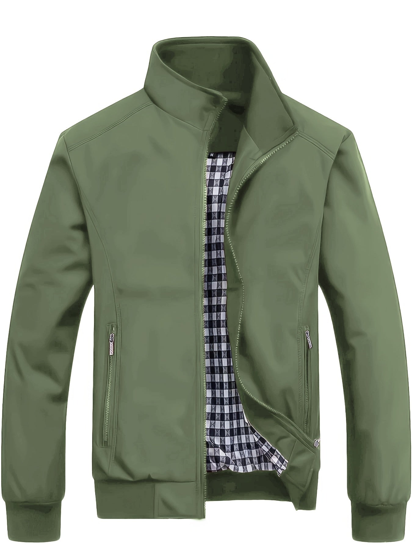 Veste ¨¤ col montant pour homme, veste d¨¦contract¨¦e ¨¤ fermeture ¨¦clair pour printemps et automne