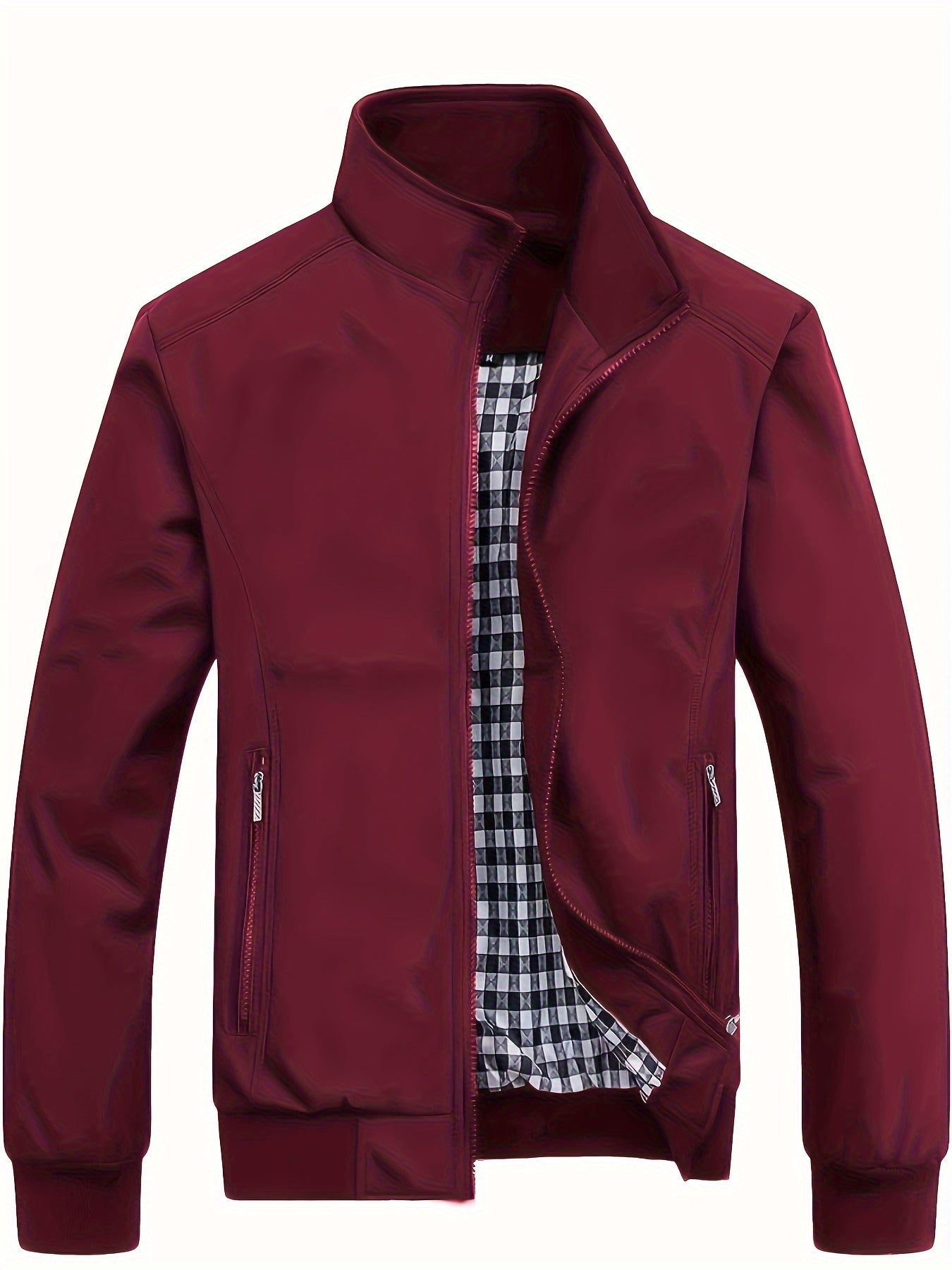Veste ¨¤ col montant pour homme, veste d¨¦contract¨¦e ¨¤ fermeture ¨¦clair pour printemps et automne