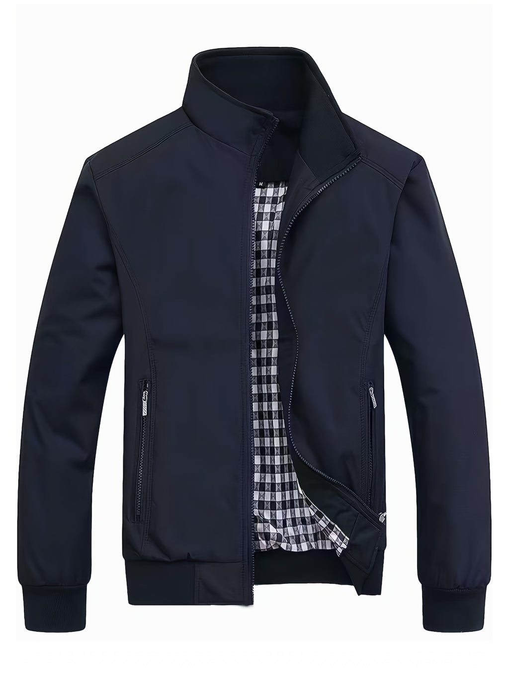 Veste ¨¤ col montant pour homme, veste d¨¦contract¨¦e ¨¤ fermeture ¨¦clair pour printemps et automne