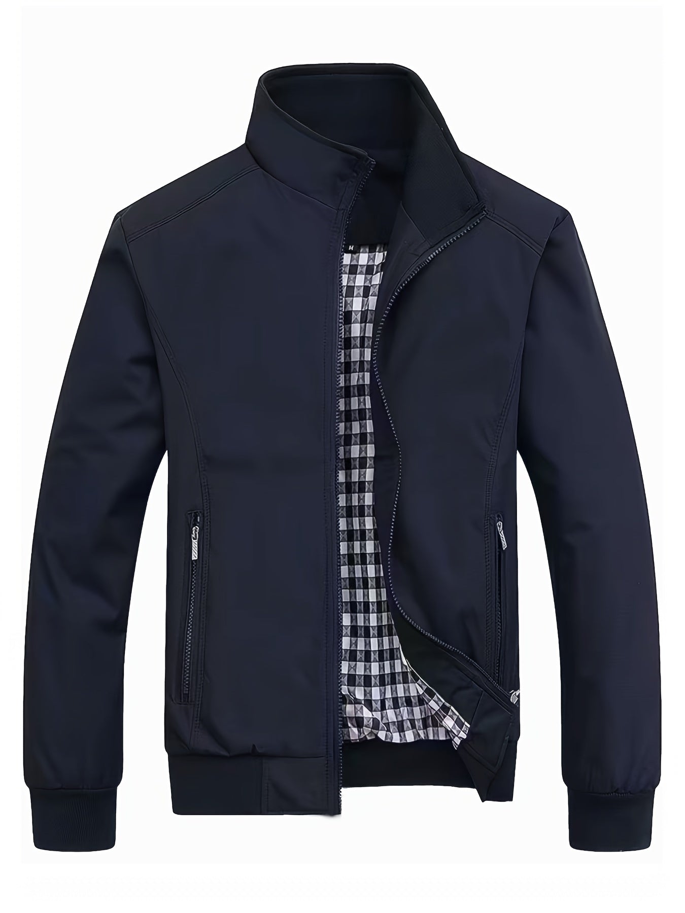 Veste ¨¤ col montant pour homme, veste d¨¦contract¨¦e ¨¤ fermeture ¨¦clair pour printemps et automne