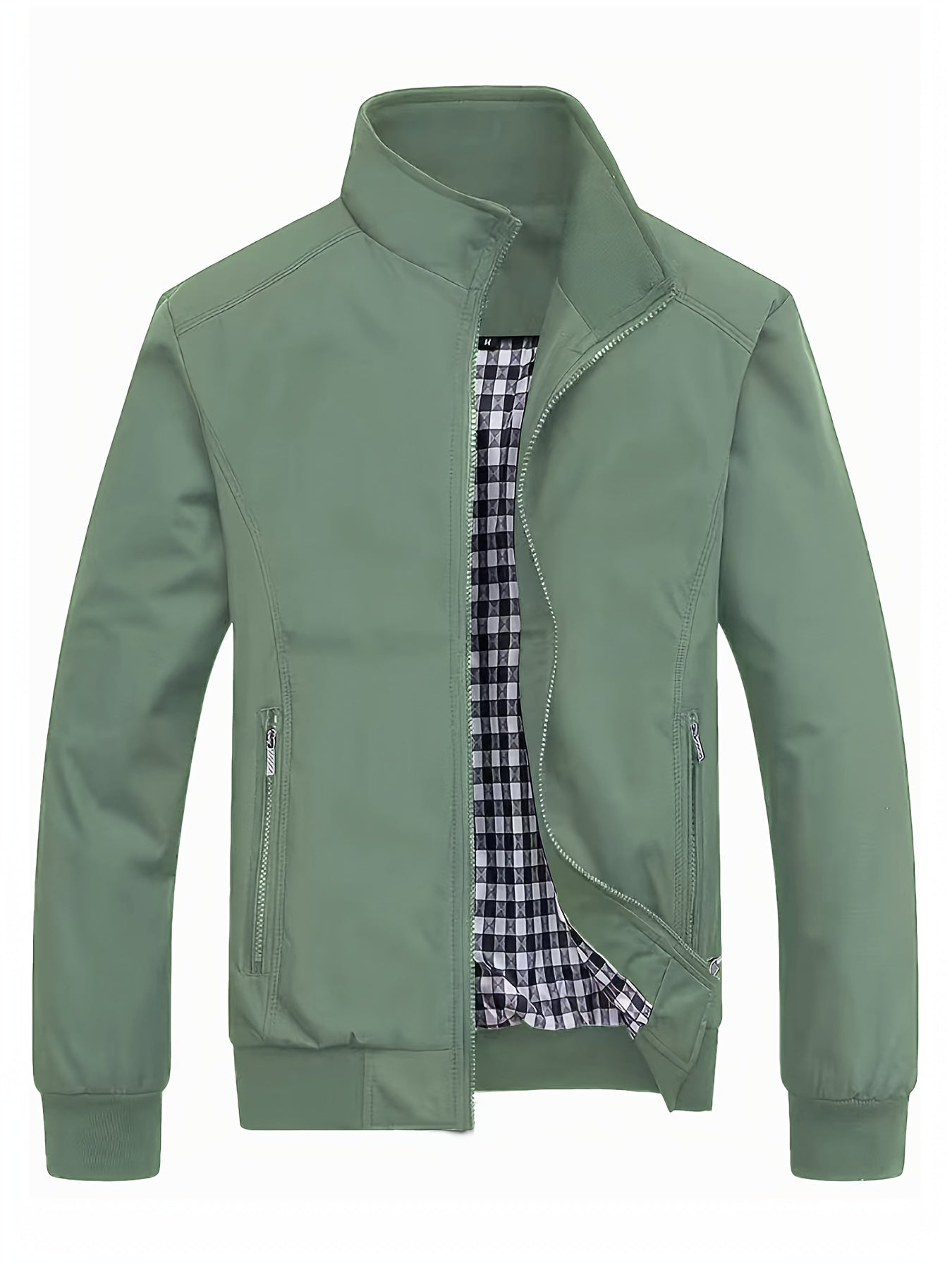 Veste ¨¤ col montant pour homme, veste d¨¦contract¨¦e ¨¤ fermeture ¨¦clair pour printemps et automne