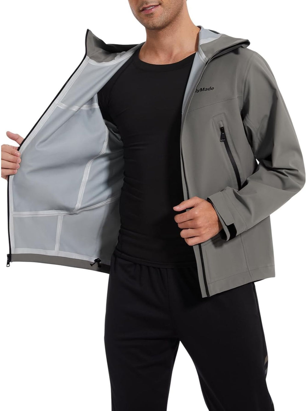 Veste Coupe-Vent L¨¦g¨¨re pour Hommes avec Capuche, Poignets Ajustables, Texture Douce et ¨¦l¨¦gante, Veste de Sport Casual ¨¤ Col Montant, Fermeture ¨¦clair Bleu Marine, Poches Id¨¦ale pour la Course & Randonn¨¦e au Printemps\u002FAutomne