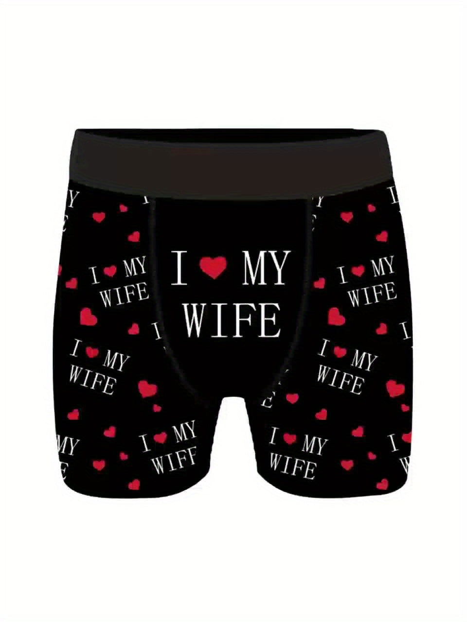 Shorts de nouveaut¨¦ pour hommes avec imprim¨¦s de lettres\u002Fc?urs, boxers longs pour v¨ºtements d¨¦contract¨¦s sportifs.