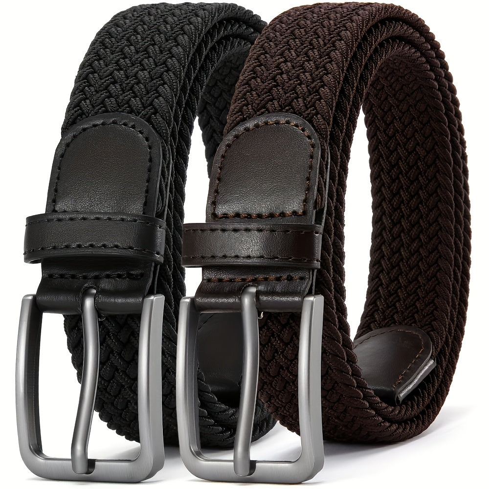 Ceinture Tress¨¦e ¨¦lastique pour Hommes 2pcs ¨C Ceinture en Tissu D¨¦contract¨¦, 1 3\u002F8\