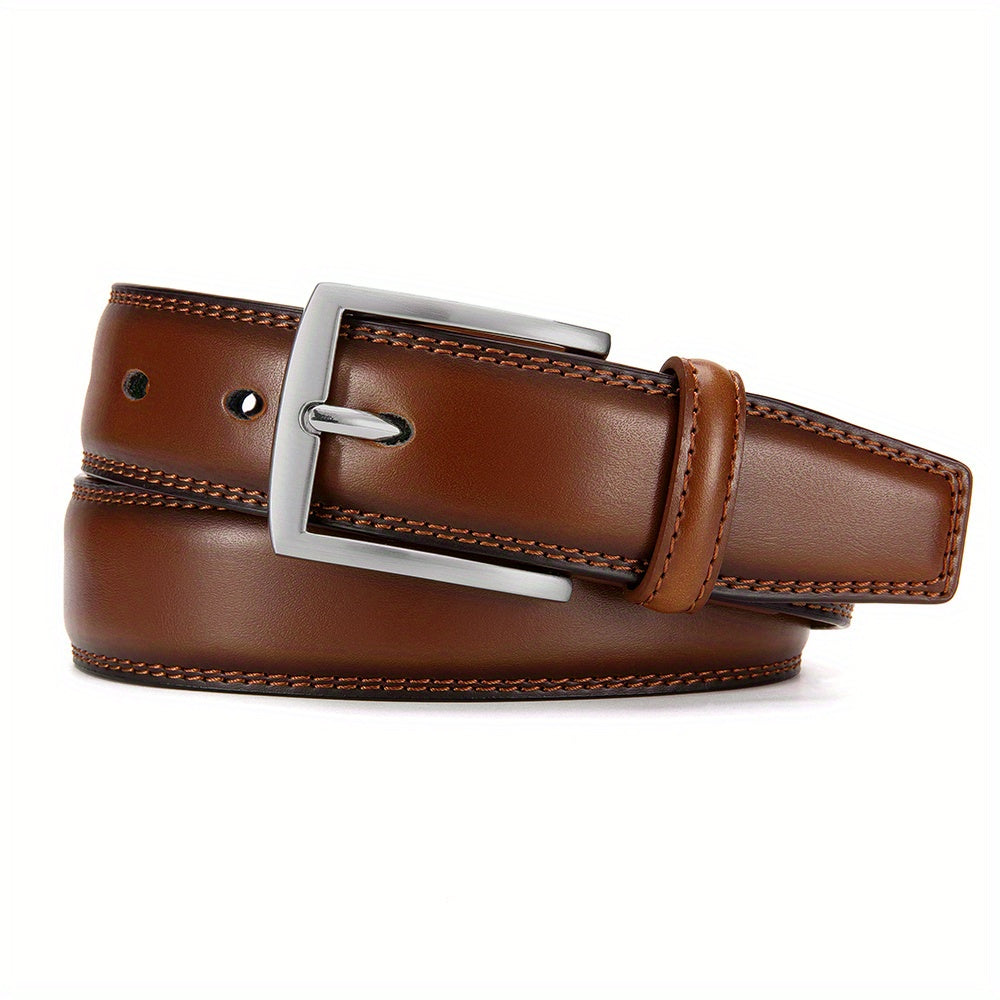 YOORAN Lot de 2 ceintures en cuir v¨¦ritable pour homme avec boucles en alliage - Accessoire de mode d¨¦contract¨¦ en cuir de vache de deuxi¨¨me couche pour le travail et les loisirs - Cadeau id¨¦al pour la Saint-Valentin et la f¨ºte des p¨¨res