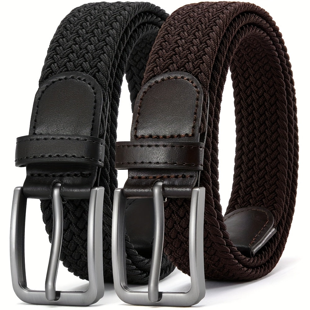 Ceinture Tress¨¦e ¨¦lastique pour Hommes 2pcs ¨C Ceinture en Tissu D¨¦contract¨¦, 1 3\u002F8\
